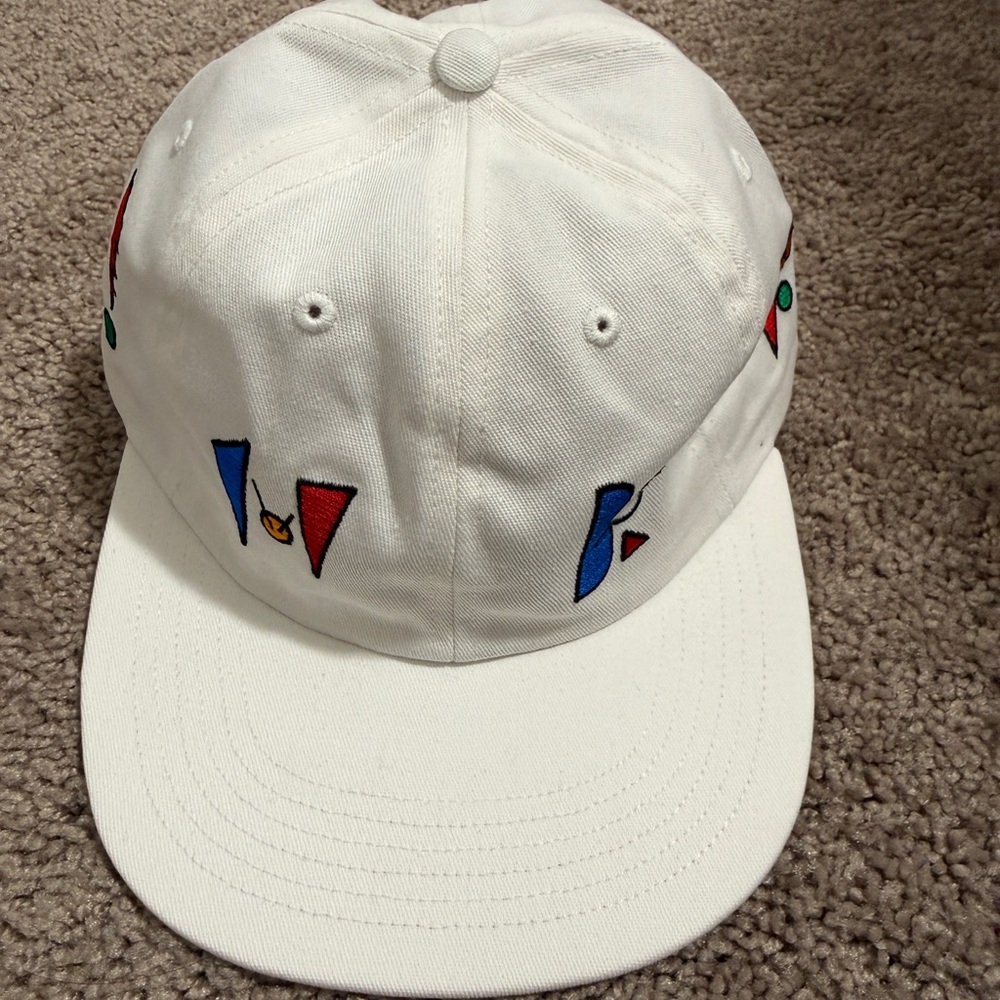 Stylish White Cap with Colorful Accents